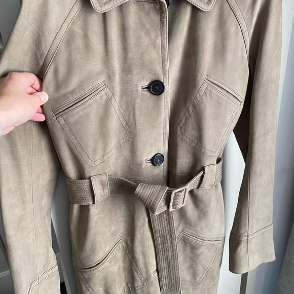 *New With Tags* Light Brown Proenza Schouler Leather Trench Coat Size 6 - Picture 6 of 7